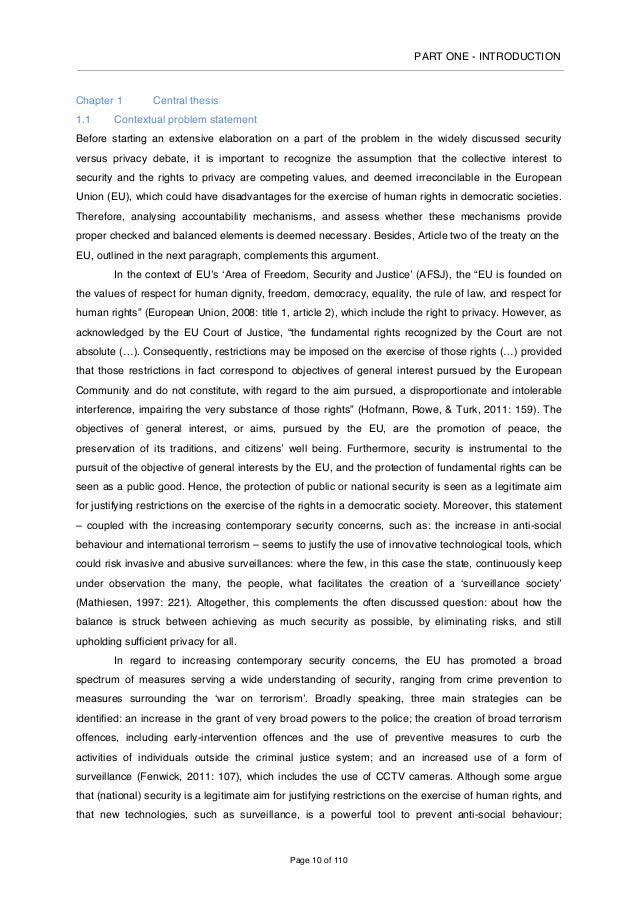 Thesis statement for right to privacy