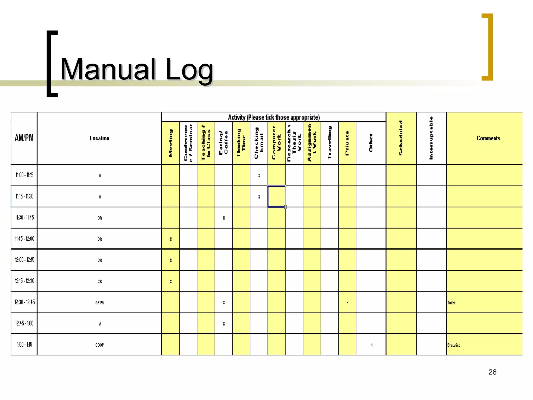 Manual Log 