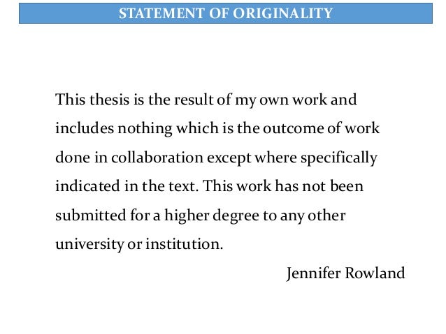 Dissertation statement of originality