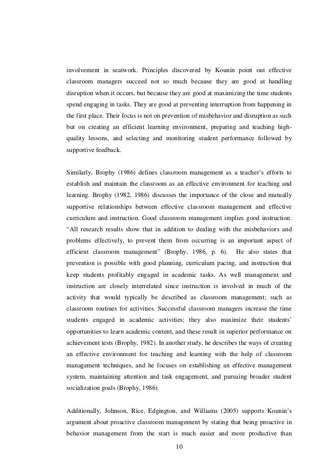 Behaviour management in primary schools dissertation