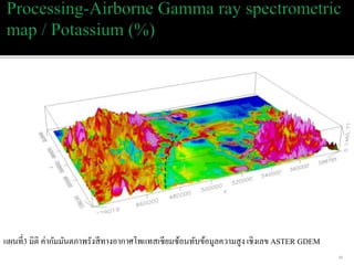 แผนที่3 มิติ ค่ำกัมมันตภำพรังสีทำงอำกำศโพแทสเซียมซ้อนทับข้อมูลควำมสูงเชิงเลข ASTER GDEM
33
 
