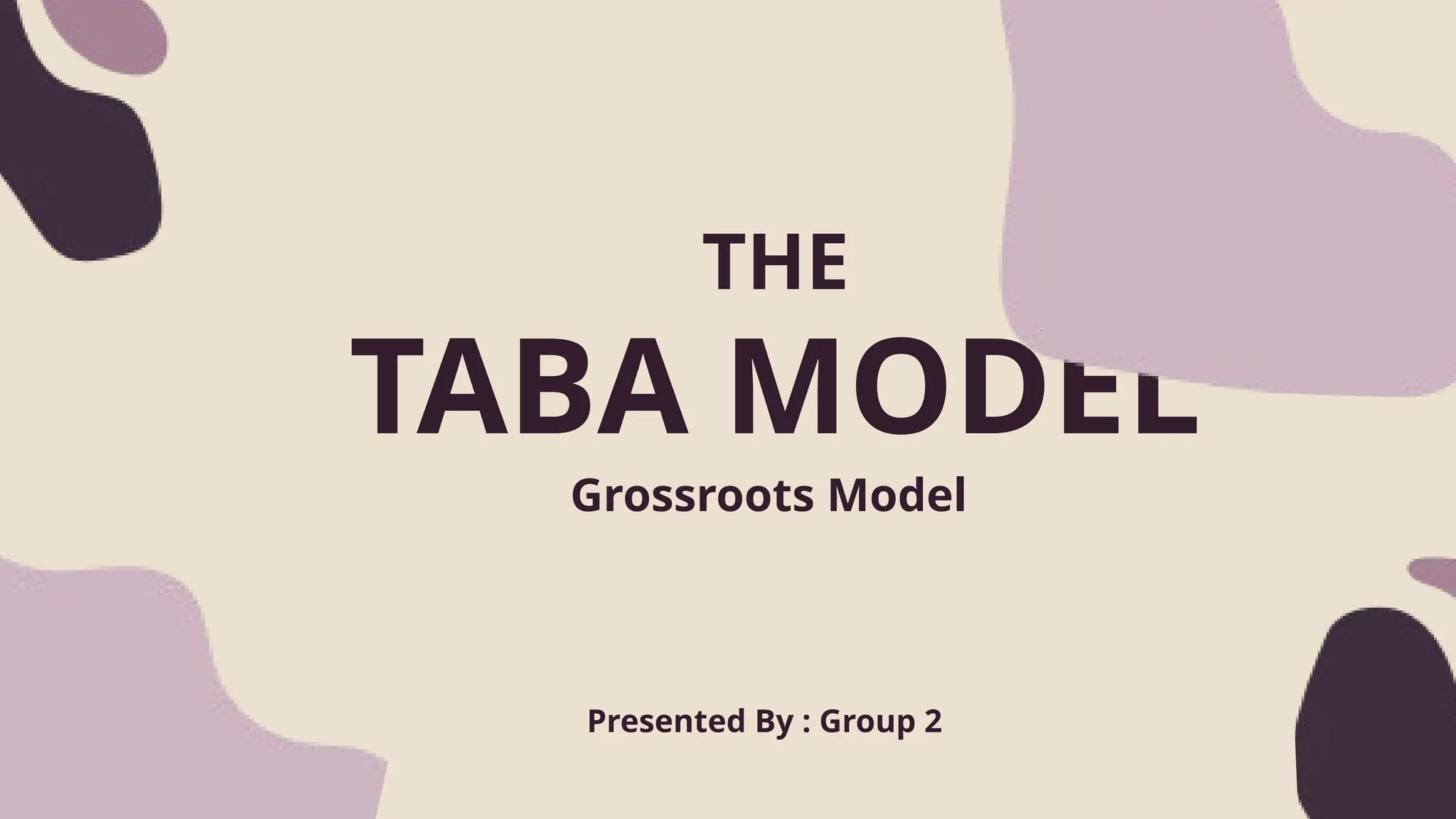 THE
TABA MODEL
Grossroots Model
Presented By : Group 2
 
