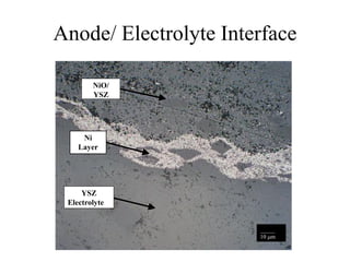 Anode/ Electrolyte Interface
YSZ
Electrolyte
NiO/
YSZ
Ni
Layer
_____
10 m
 