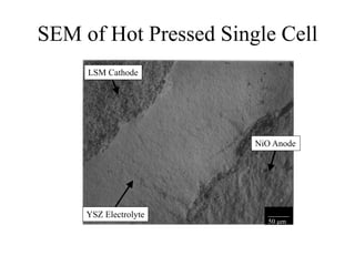 SEM of Hot Pressed Single Cell
LSM Cathode
YSZ Electrolyte
NiO Anode
______
50 m
 