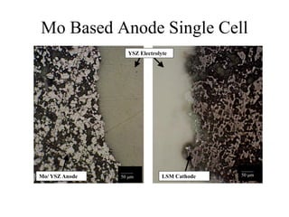 Mo Based Anode Single Cell
YSZ Electrolyte
Mo/ YSZ Anode LSM Cathode
_____
50 m
_____
50 m
 