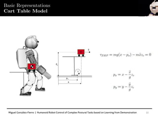 Miguel González-Fierro | Humanoid Robot Control of Complex Postural Tasks based on Learning from Demonstration 10
Basic Representations
Cart Table Model
 