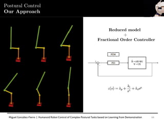 Miguel González-Fierro | Humanoid Robot Control of Complex Postural Tasks based on Learning from Demonstration 44
Postural Control
Our Approach
Reduced model
+
Fractional Order Controller
 