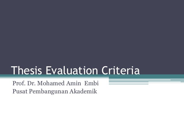 Doctoral Thesis Assessment Criteria – Thesislink