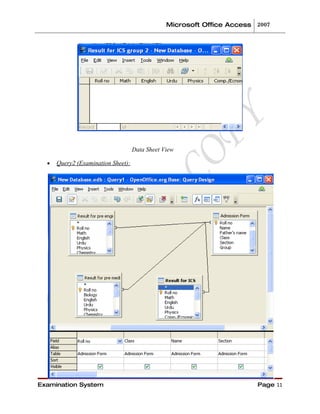 Office Practicum Database View For The Project Of Examination System | DOC
