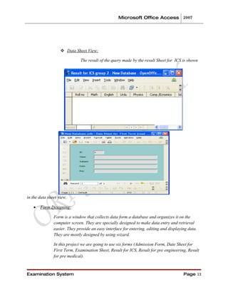 Office Practicum Database View For The Project Of Examination System | DOC