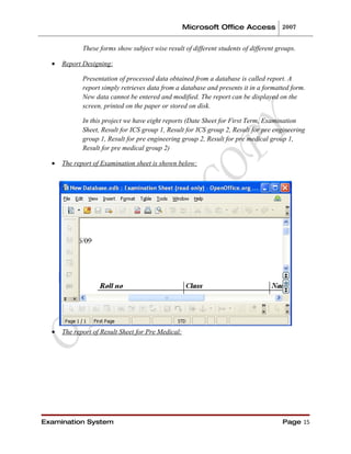 Office Practicum Database View For The Project Of Examination System | DOC