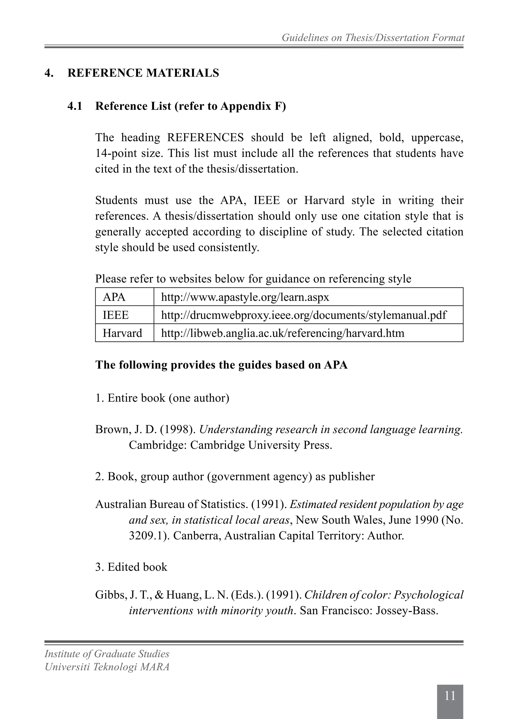 UITM Thesis Guidelines of Graduate Students | PDF