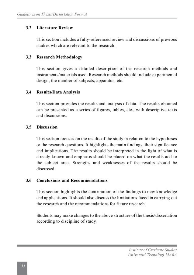 format dissertation uitm