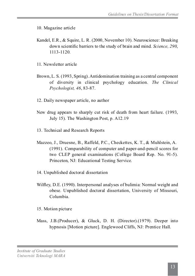 Board of graduate studies thesis format