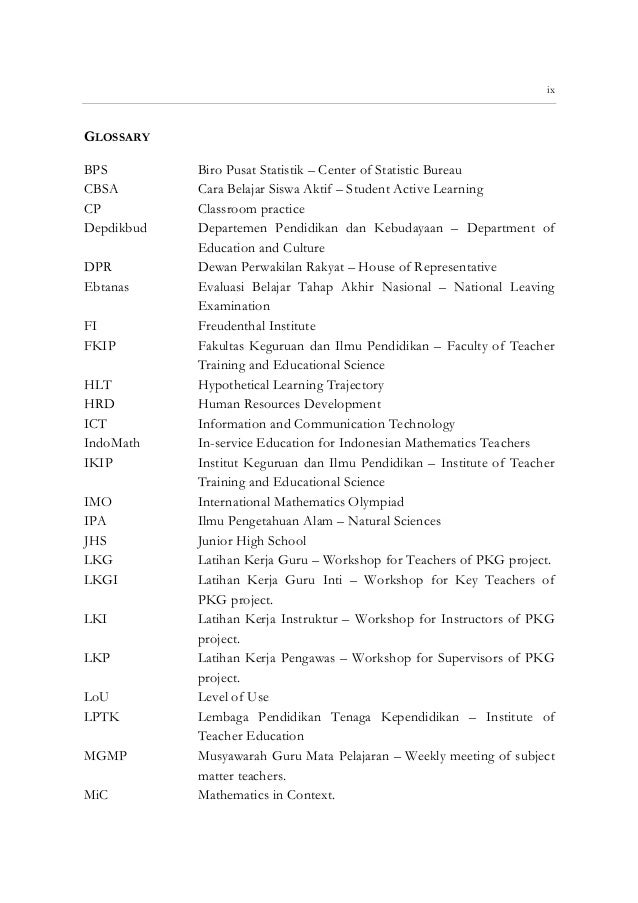 Thesis glossary example