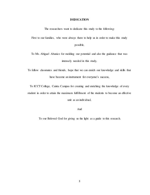 dedication page thesis example