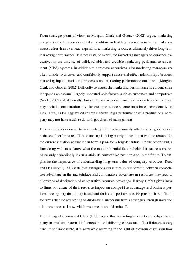 Thesis reports of marketing