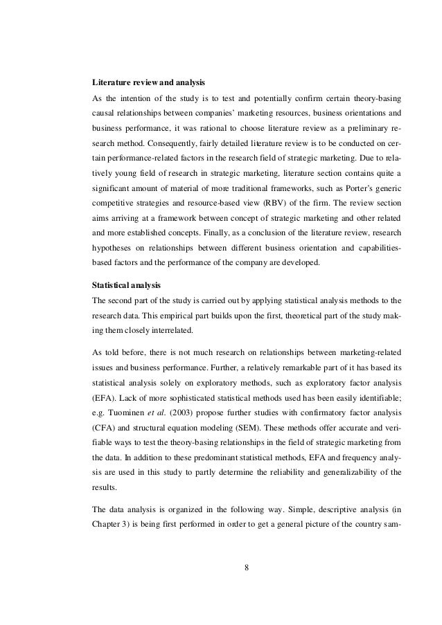 Thesis reports of marketing