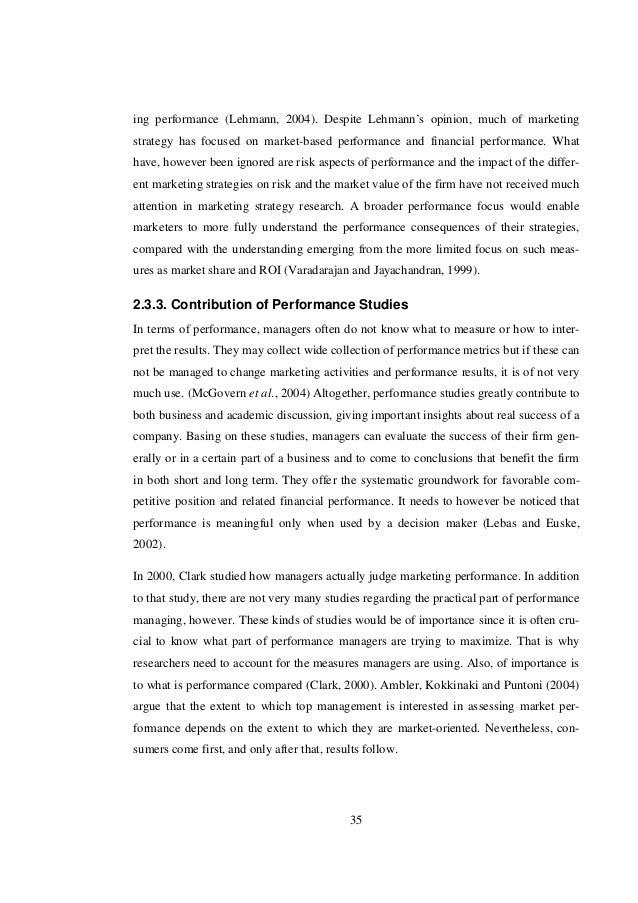 Thesis reports of marketing