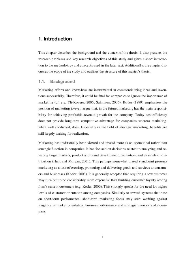 Thesis reports of marketing