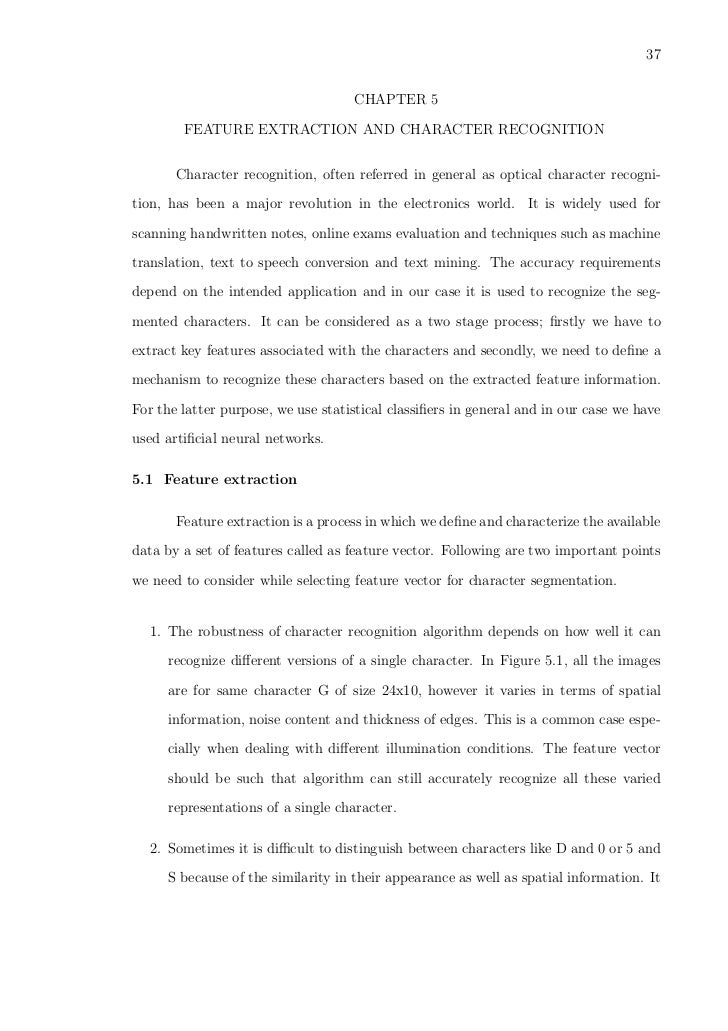 Thesis on optical character recognition