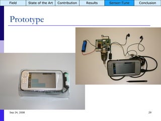 Prototype Jun 5, 2009 Field State of the Art Contribution Results Sensor-Tune Conclusion 