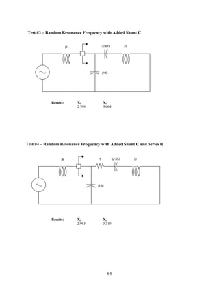 Test #3 – Random Resonance Frequency with Added Shunt C

Results:

XC
2.709

XL
3.064

Test #4 – Random Resonance Frequency with Added Shunt C and Series R

Results:

XC
2.963

XL
3.310

64

 