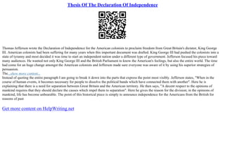 declaration of independence bachelor thesis