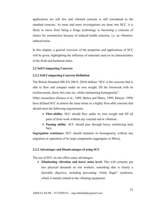 Thesis on analyzing the properties of self compacting concrete made ...