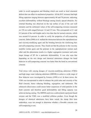 Thesis on analyzing the properties of self compacting concrete made ...