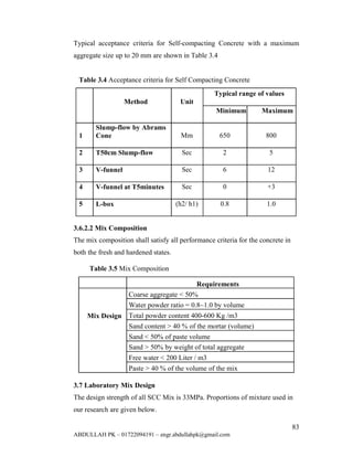 Thesis on analyzing the properties of self compacting concrete made ...
