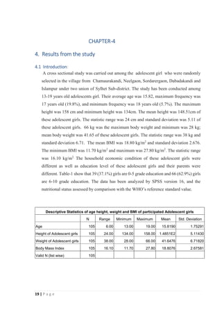 Thesis paper-FOOD HABITS AND NUTRITIONAL STATUS OF ADOLESCENT GIRLS IN ...