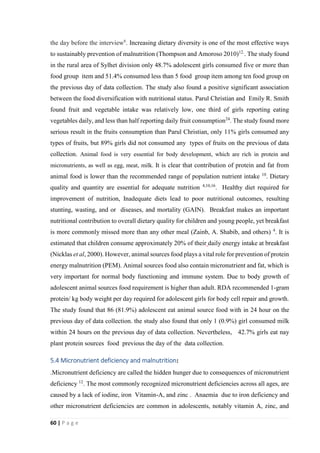 Thesis paper-FOOD HABITS AND NUTRITIONAL STATUS OF ADOLESCENT GIRLS IN ...