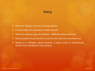 A Study on the Need for a Software Quality Rating System | PPTX