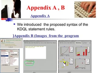 36
Appendix A , B
 We introduced the proposed syntax of the
KDQL statement rules.
Appendix A
Appendix B (Images from the program(
 