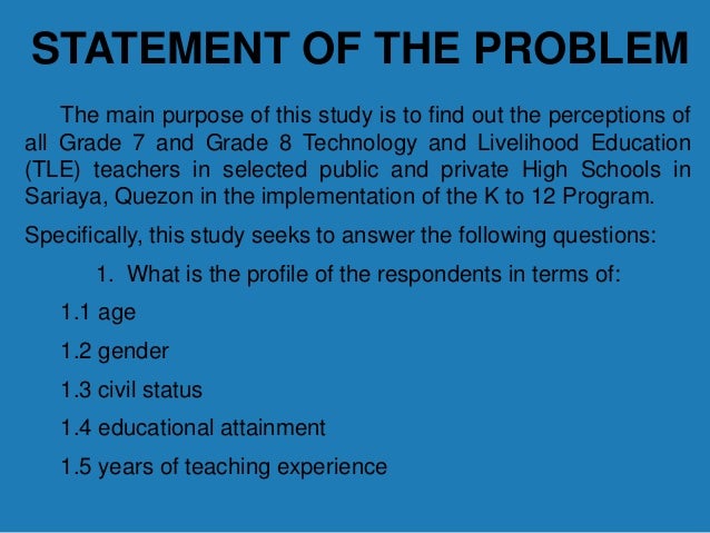 Dissertation problem statement education