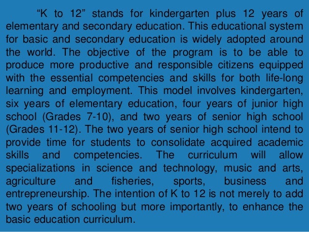 Thesis about k-12 program in the philippines