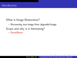 On Comparative study of Image Restoration Algorithms | PDF