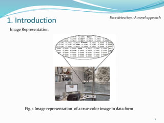1. Introduction
Fig. 1 Image representation of a true-color image in data form
Image Representation
Face detection : A novel approach
1
 