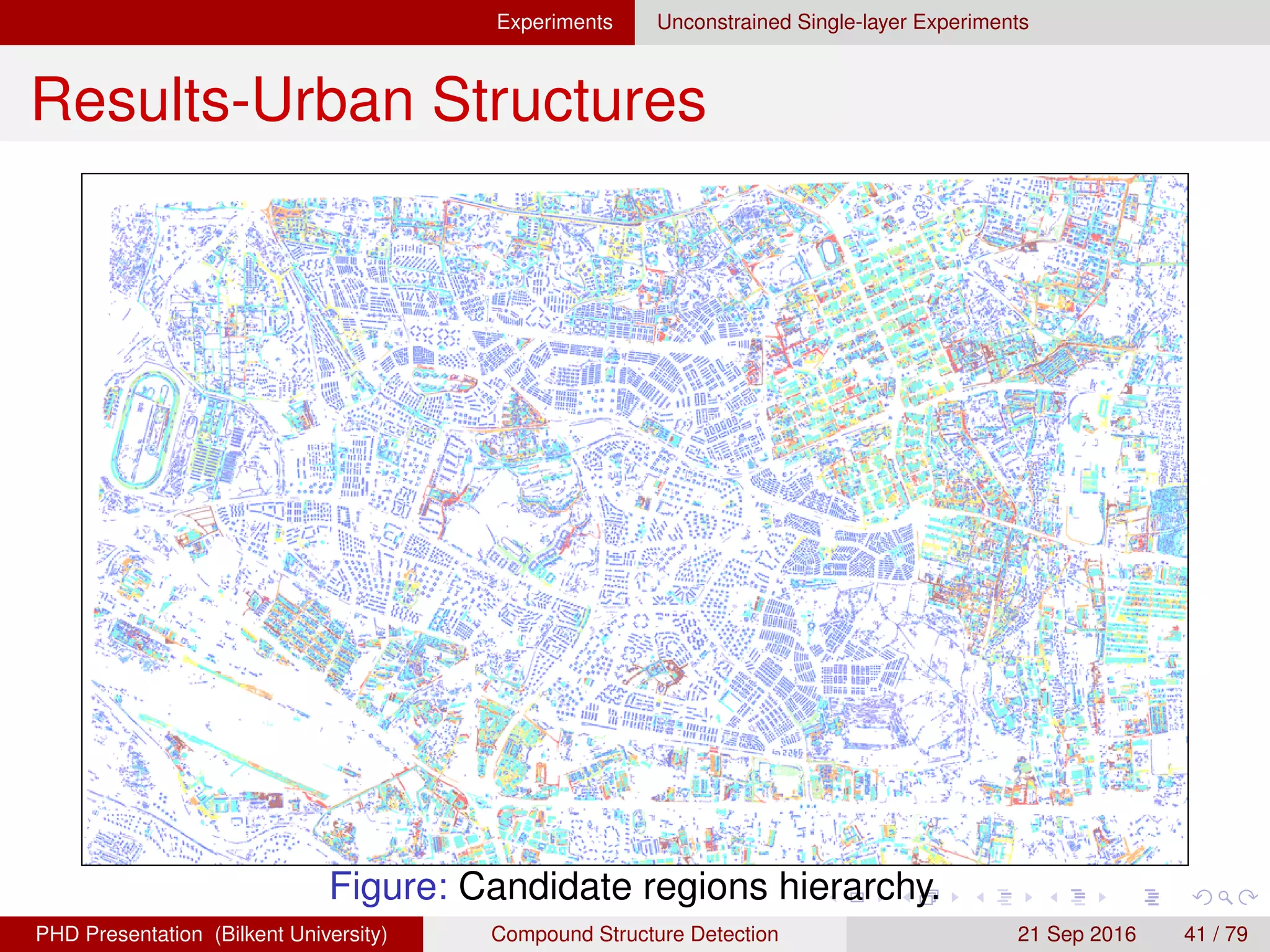 Experiments Unconstrained Single-layer Experiments
Results-Urban Structures
Figure: Marginal probabilities for the fourth scenario.
H. G. Akc¸ay Compound Structure Detection 21 Sept. 2016 41 / 78
 