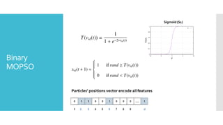 Binary
MOPSO
Sigmoid(S1)
Particles’ positions vector encode all features
 