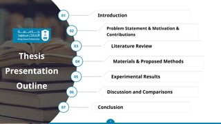 2
01
02
03
04
05
06
07
Thesis
Presentation
Outline
Introduction
Problem Statement & Motivation &
Contributions
Literature Review
Materials & Proposed Methods
Experimental Results
Discussion and Comparisons
Conclusion
 
