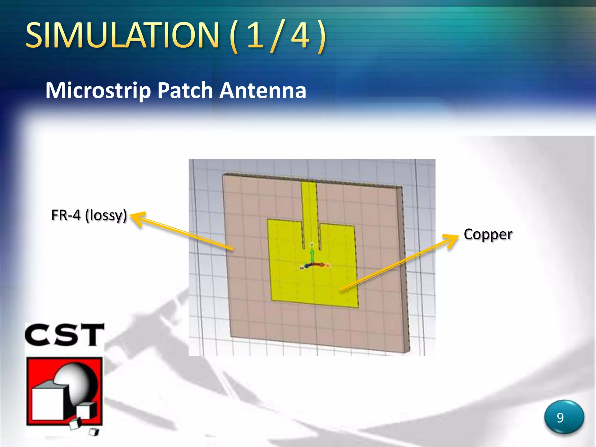 Microstrip Patch Antenna
9
FR-4 (lossy)
Copper
 