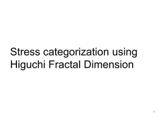 Stress categorization using
Higuchi Fractal Dimension
17
 