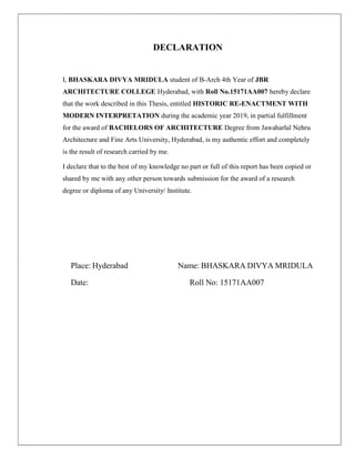 Historic Re-enactment With Modern Interpretation (Thesis Report) | PDF