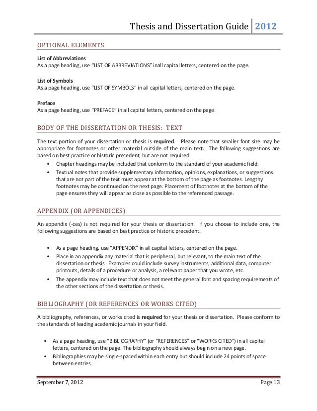 Thesis appendix page numbering