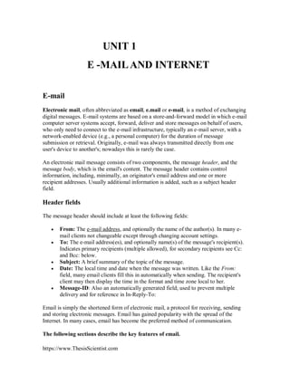E -MAIL AND INTERNET | PDF | Email | Internet