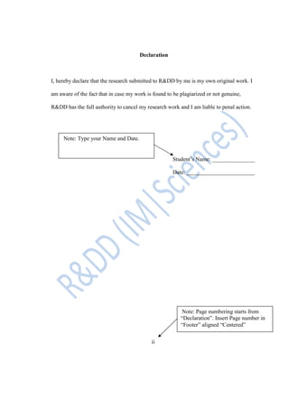 Thesis standards by RNDD IM Sciences | PDF