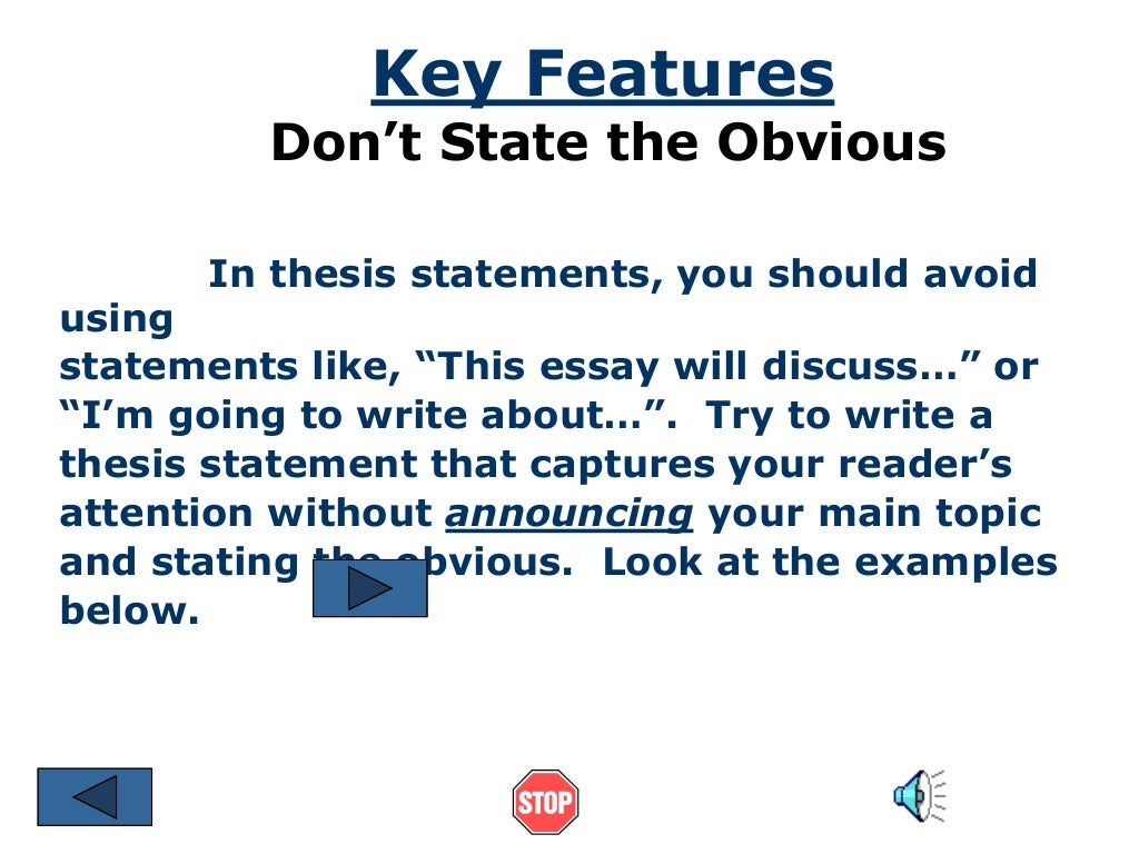 Thesis statement ppt middle school picture