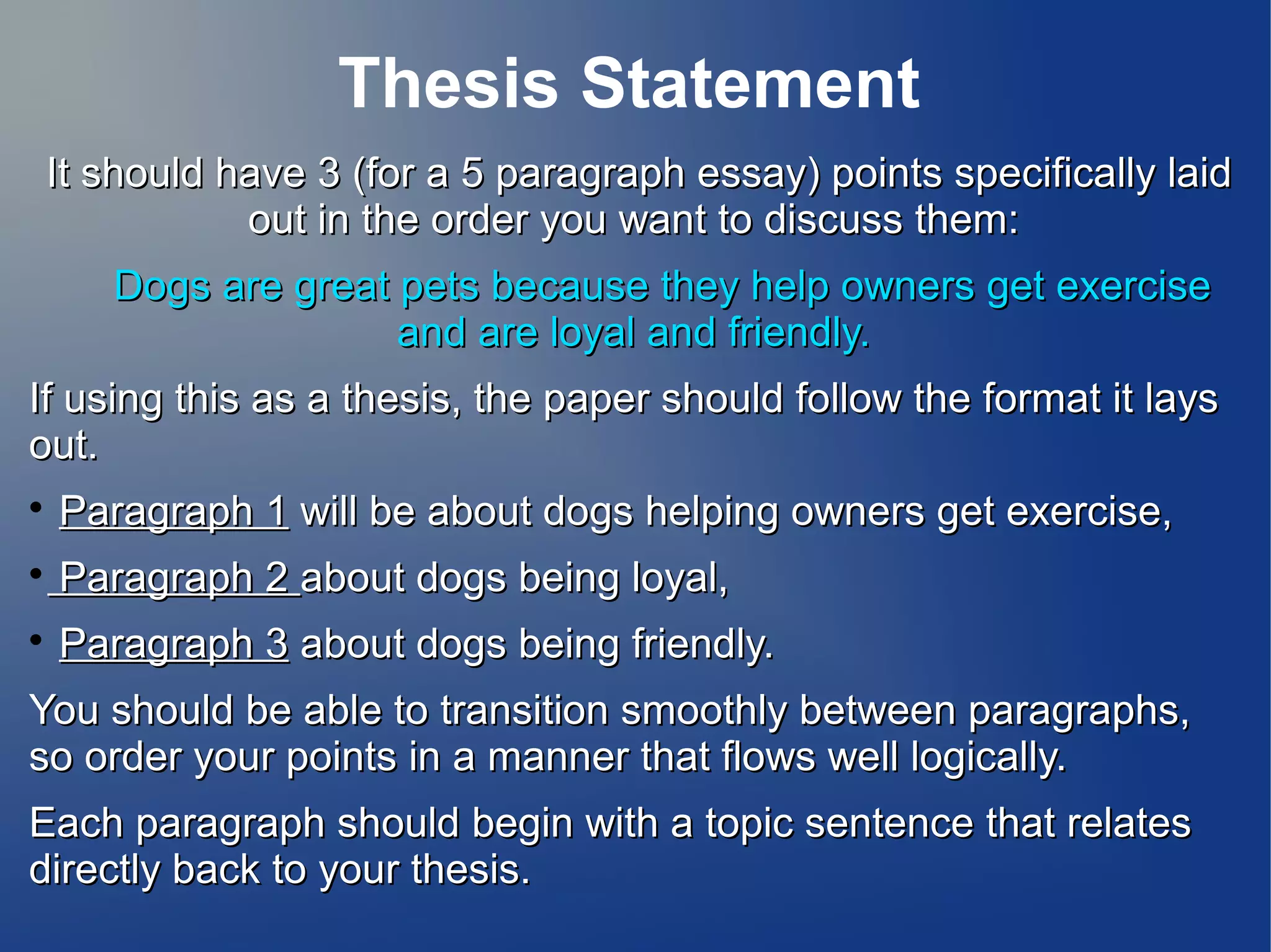 Thesis Statement: Five Paragraph Essay | PPT